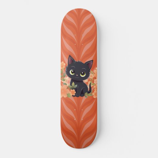 かわいい黒子猫カワイイ スケートボード (正面)
