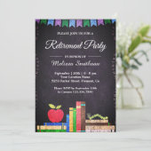 かわいい黒板の先生退職パーティー 招待状 (スタンド正面)