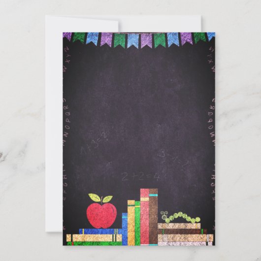 かわいい黒板の先生退職パーティー 招待状 (裏面)