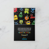 かわいい黒板の小さなモンスター男子誕生日テント サンキューカード (内部)