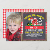 かわいい黒板の農場の写真の誕生日の招待状 招待状 (正面/裏面)