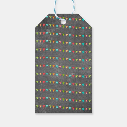 かわいい黒板バンティング旗ありがとう誕生日 ギフトタグ (裏面)