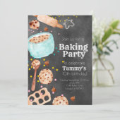 かわいい黒板ベーキングの誕生パーティー招待状 招待状 (スタンド正面)