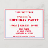 かわいい黒板野球写真1歳の誕生日 インビテーションポストカード (裏面)