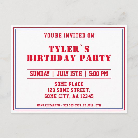 かわいい黒板野球写真1歳の誕生日 インビテーションポストカード (裏面)