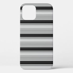 かわいい黒灰色ストライプ iPhone 12 PROケース