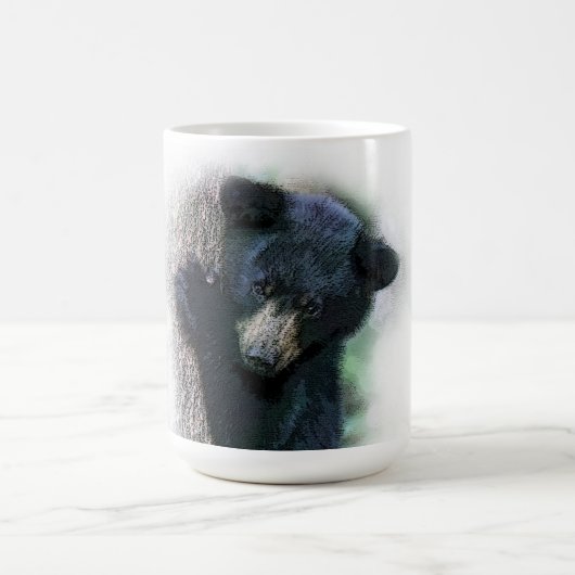 かわいい黒熊の子写真 水彩画 コーヒーマグカップ (中央)