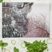 かわいい黒犬とタン犬の冬の雪のシーン キッチンタオル (折り畳み)