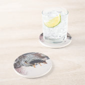 かわいい黒犬とタン犬の冬の雪のシーン コースター (側面)