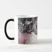 かわいい黒犬とタン犬の冬の雪のシーン モーフィングマグカップ (左)