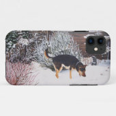かわいい黒犬とタン犬の冬の雪のシーン Case-Mate iPhoneケース (裏面(横))