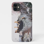 かわいい黒犬とタン犬の冬の雪のシーン Case-Mate iPhoneケース (裏面)