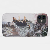 かわいい黒犬とタン犬の冬の雪のシーン Case-Mate iPhoneケース (裏面(横))