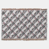 かわいい黒犬とタン犬の冬の雪景色 スローブランケット (正面)