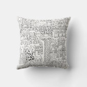 かわいい黒犬と子犬のパターン クッション (裏面)