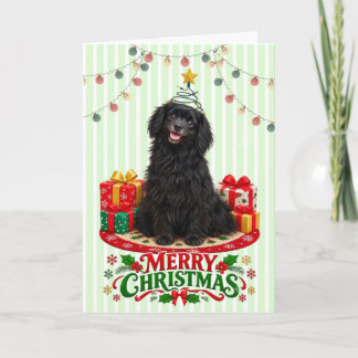 かわいい黒犬のクリスマスグリーティングカード カード