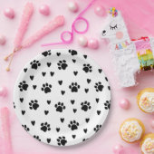 かわいい黒犬のポープリント&ハート ペーパープレート (パーティー)