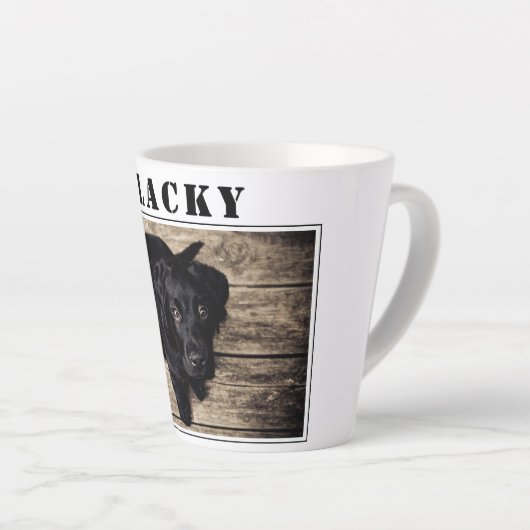 かわいい黒犬の写真と名前 カフェラテマグ (右アングル)