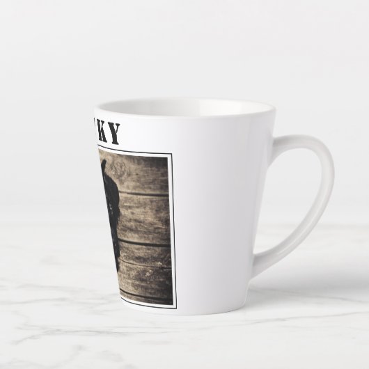 かわいい黒犬の写真と名前 カフェラテマグ (右)