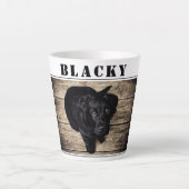 かわいい黒犬の写真と名前 カフェラテマグ (正面)