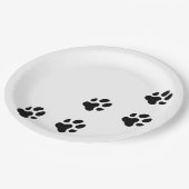 かわいい黒犬の前足のプリント ペーパープレート (アングル)