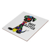 かわいい黒犬の犬の問題の漫画 タイル (側面)