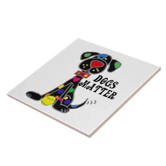 かわいい黒犬の犬の問題の漫画 タイル (側面)