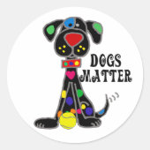 かわいい黒犬の犬の問題の漫画 ラウンドシール (正面)