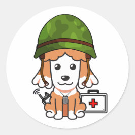 かわいい黒犬の軍用ヘルメット ラウンドシール