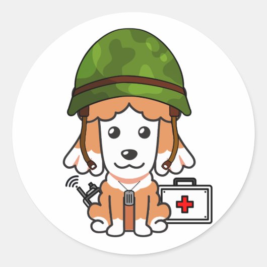 かわいい黒犬の軍用ヘルメット ラウンドシール (正面)