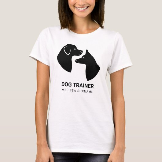 かわいい黒犬の頭のシルエット - ドッグトレーナー Tシャツ (正面)