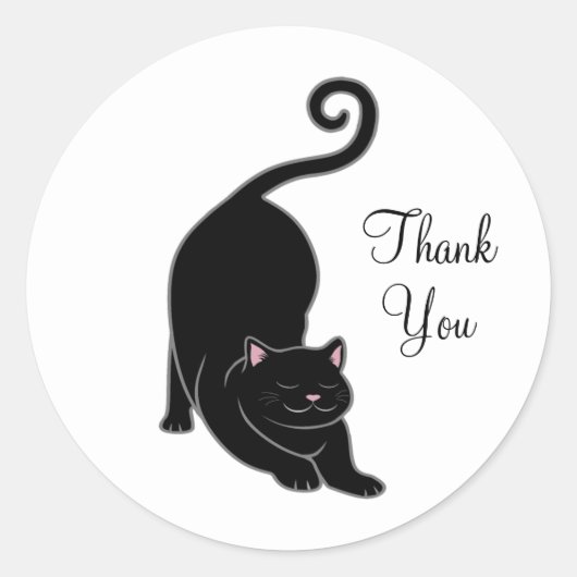 かわいい黒猫ありがとう ラウンドシール (正面)