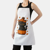 かわいい黒猫かぼちゃに座る秋美学A エプロン (インサイチュ)
