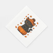 かわいい黒猫かぼちゃに座る秋美学A スタンダードランチョンナプキン (角)