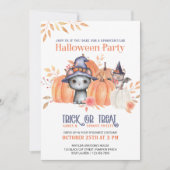 かわいい黒猫かぼちゃパッチキッズハローウィンパーティ 招待状 (正面)