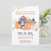 かわいい黒猫かぼちゃパッチキッズハローウィンパーティ 招待状 (スタンド正面)