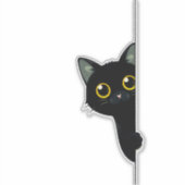 かわいい黒猫がコーナーから顔をのぞかせる | おもしろい  シール (正面)