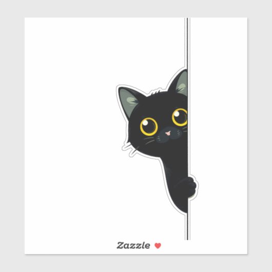 かわいい黒猫がコーナーから顔をのぞかせる | おもしろい  シール (シート)