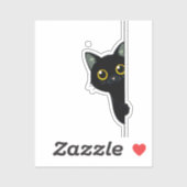 かわいい黒猫がコーナーから顔をのぞかせる | 楽しい シール (シート)