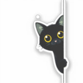 かわいい黒猫がコーナーから顔をのぞかせる | 楽しい シール (正面)