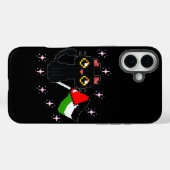 かわいい黒猫がパレスチナの旗を持っている Case-Mate iPhoneケース (裏面 (横))