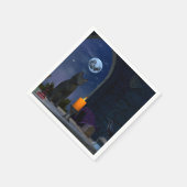 かわいい黒猫がローソクを見つめる スタンダードカクテルナプキン (角)