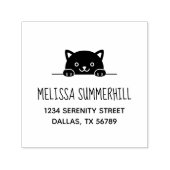 かわいい黒猫が住所の上から覗く セルフインキングスタンプ (デザイン)