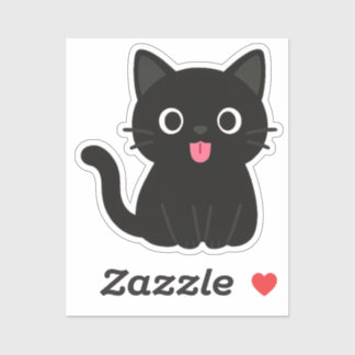 かわいい黒猫が出した舌 シール