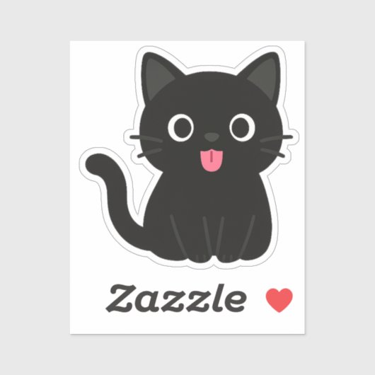 かわいい黒猫が出した舌 シール (シート)
