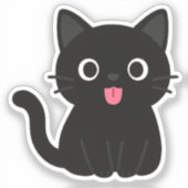 かわいい黒猫が出した舌 シール (正面)
