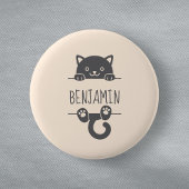 かわいい黒猫が後ろから覗く名前をカスタムする 缶バッジ
