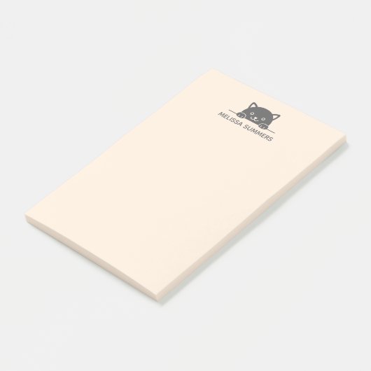 かわいい黒猫が頭上をのぞく名前をカスタムする ポストイット (アングル)