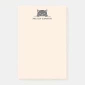 かわいい黒猫が頭上をのぞく名前をカスタムする ポストイット (正面)