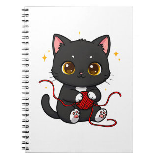 かわいい黒猫ちびキャラデザイン ノートブック